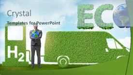  Presentation with hydrogen - Slides featuring hydrogen-car-concept-in-ecological background and a sky blue colored foreground