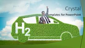  Presentation with hydrogen - Cool new presentation theme with hydrogen-car-concept-in-ecological backdrop and a light blue colored foreground