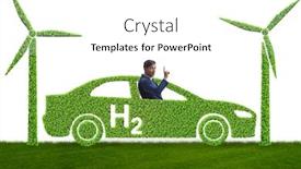  Presentation with hydrogen - Theme consisting of hydrogen-car-concept-in-ecological background and a white colored foreground