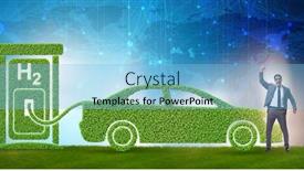 Presentation with hydrogen - Beautiful PPT theme featuring hydrogen-car-concept-in-ecological backdrop and a light blue colored foreground