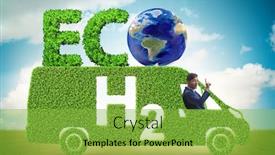  Presentation with hydrogen - PPT theme featuring hydrogen-car-concept-in-ecological background and a yellow colored foreground