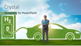  Presentation with hydrogen - Theme enhanced with hydrogen-car-concept-in-ecological background and a sky blue colored foreground