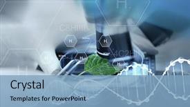  Presentation with dna structure - Slide deck consisting of hydrogen chemical formula and dna background and a light blue colored foreground