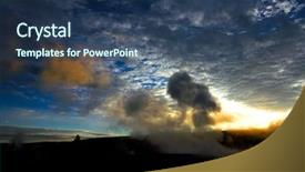  Presentation with yellowstone - PPT theme featuring hydrogeology - steam rising from vent background and a  colored foreground