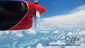  Presentation with blue sky at cook islands - Presentation theme having hydroplane clouds in the blue background and a light blue colored foreground