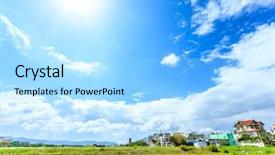  Presentation with hydropower - Slides having hydropower plant - suburbs in vietnam background and a arctic colored foreground