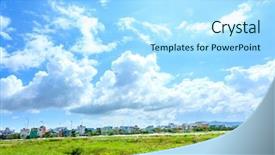  Presentation with vietnam - Slides featuring hydropower plant - suburbs in vietnam background and a arctic colored foreground