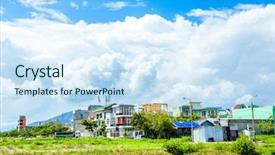  Presentation with hydropower - PPT theme enhanced with hydropower plant - suburbs in vietnam background and a sky blue colored foreground