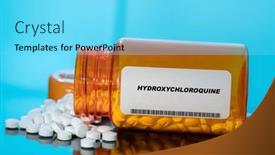  Presentation with spilling - PPT theme consisting of hydroxychloroquine-white-medical-pills background and a arctic colored foreground