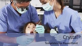  Presentation with dentist - Audience pleasing presentation theme consisting of hygeine - dentist and nurse giving girl backdrop and a ocean colored foreground