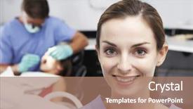  Presentation with dental radiology dentist and assistant - Slide set enhanced with hygeine - portrait of dental nurse background and a coral colored foreground