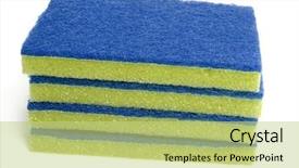  Presentation with sanitary pad detroyer - Presentation design consisting of hygene - generic brittle scrub pad background and a  colored foreground