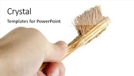  Presentation with tooth brush - Colorful theme enhanced with hygene - large very rough bristle tooth backdrop and a white colored foreground