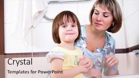  Presentation with diabetes and teeth - Presentation theme featuring hygene - mother and daughter brushing their background and a lemonade colored foreground