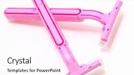  Presentation with pink white - Presentation theme with hygene - pink disposable razors over white background and a white colored foreground