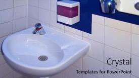  Presentation with wash - Audience pleasing slide deck consisting of hygene - wash basin in uk public backdrop and a light blue colored foreground