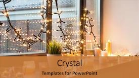 Presentation with lanterns - Presentation design having hygge decoration and christmas concept background and a gold colored foreground