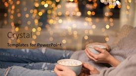  Presentation with shimmering - Beautiful PPT theme featuring hygge-leisure-and-christmas-concept backdrop and a coral colored foreground