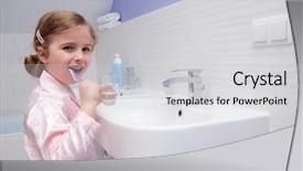  Presentation with dental hygiene - PPT theme with hygiene - cute girl brushing teeth background and a  colored foreground