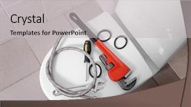  Presentation with toilet - Slide deck featuring industrial hygiene - plumber's tools on toilet background and a light gray colored foreground