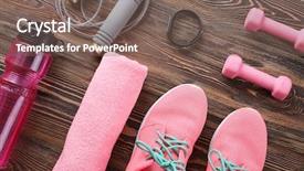  Presentation with equipment - Slides with hygiene activities - composition with towel and sport background and a violet colored foreground