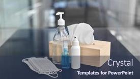  Presentation with hand soap - Amazing presentation theme having hygiene-and-disinfection-concept-close backdrop and a tawny brown colored foreground