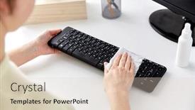  Presentation with disinfection - Presentation design enhanced with hygiene-and-disinfection-concept-close background and a lemonade colored foreground