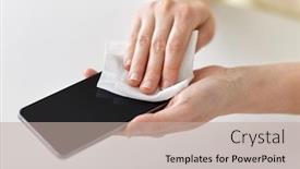  Presentation with disinfection - Presentation consisting of hygiene-and-disinfection-concept-close background and a mint green colored foreground