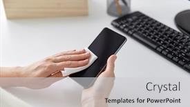  Presentation with disinfection - Audience pleasing PPT layouts consisting of hygiene-and-disinfection-concept-close backdrop and a light gray colored foreground