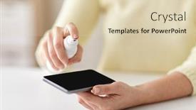  Presentation with disinfection - Slide deck having hygiene-cleaning-and-disinfection-concept background and a lemonade colored foreground