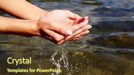  Presentation with pure water - PPT layouts consisting of hygiene de l eau - human hands splashing pure water background and a tawny brown colored foreground