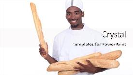  Presentation with food safety - Beautiful presentation theme featuring hygiene food safety - baker with baguettes backdrop and a white colored foreground