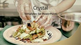  Presentation with cooking chef - Beautiful PPT layouts featuring hygiene food safety - chef is cooking appetizer backdrop and a mint green colored foreground