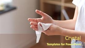  Presentation with antiseptic - Colorful presentation design enhanced with hygiene-health-care-and-disinfection backdrop and a tawny brown colored foreground