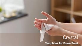  Presentation with wipe - Cool new PPT theme with hygiene-health-care-and-disinfection backdrop and a coral colored foreground