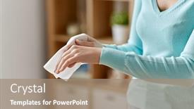  Presentation with antiseptic - Amazing theme having hygiene-health-care-and-disinfection backdrop and a coral colored foreground