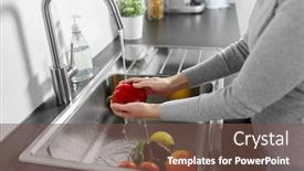  Presentation with home health care - Beautiful presentation theme featuring hygiene-health-care-and-safety backdrop and a tawny brown colored foreground