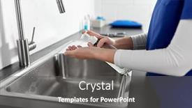  Presentation with hospital safety - Colorful presentation enhanced with hygiene-health-care-and-safety backdrop and a dark gray colored foreground