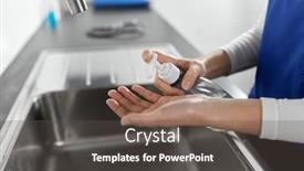  Presentation with hospital safety - Audience pleasing presentation theme consisting of hygiene-health-care-and-safety backdrop and a dark gray colored foreground