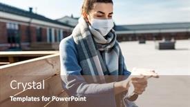  Presentation with antiseptic - Amazing slide set having hygiene-health-care-and-safety backdrop and a violet colored foreground