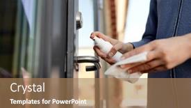  Presentation with disinfectant - PPT layouts featuring hygiene-health-care-and-safety background and a coral colored foreground