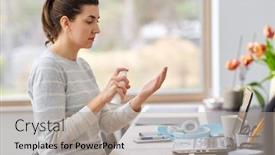  Presentation with hand hygiene - Cool new slide set with hygiene-health-care-and-safety backdrop and a light gray colored foreground