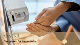  Presentation with hand hygiene - Slide set enhanced with hygiene-health-care-and-safety background and a coral colored foreground