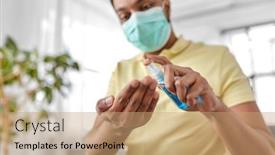  Presentation with hand hygiene - Presentation design consisting of hygiene-health-care-and-safety background and a coral colored foreground