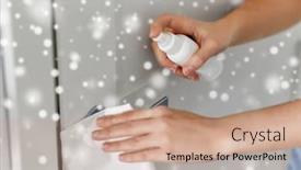  Presentation with disinfectant - Colorful slide deck enhanced with hygiene-health-care-and-safety backdrop and a coral colored foreground