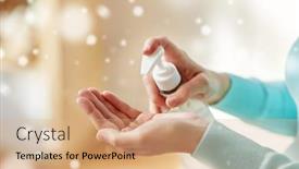  Presentation with hand hygiene - Beautiful PPT theme featuring hygiene-health-care-and-safety backdrop and a coral colored foreground