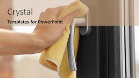  Presentation with hand hygiene - Slide deck having hygiene-household-and-cleanliness-concept background and a coral colored foreground