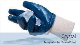  Presentation with ice block - Cool new presentation with hygiene industrial security - blue glove hold blocks backdrop and a light blue colored foreground