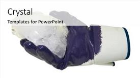  Presentation with ice blue - Colorful presentation theme enhanced with hygiene industrial security - blue glove hold blocks backdrop and a white colored foreground