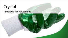  Presentation with white green - Slides with hygiene industrial security - green glove with blocks background and a white colored foreground